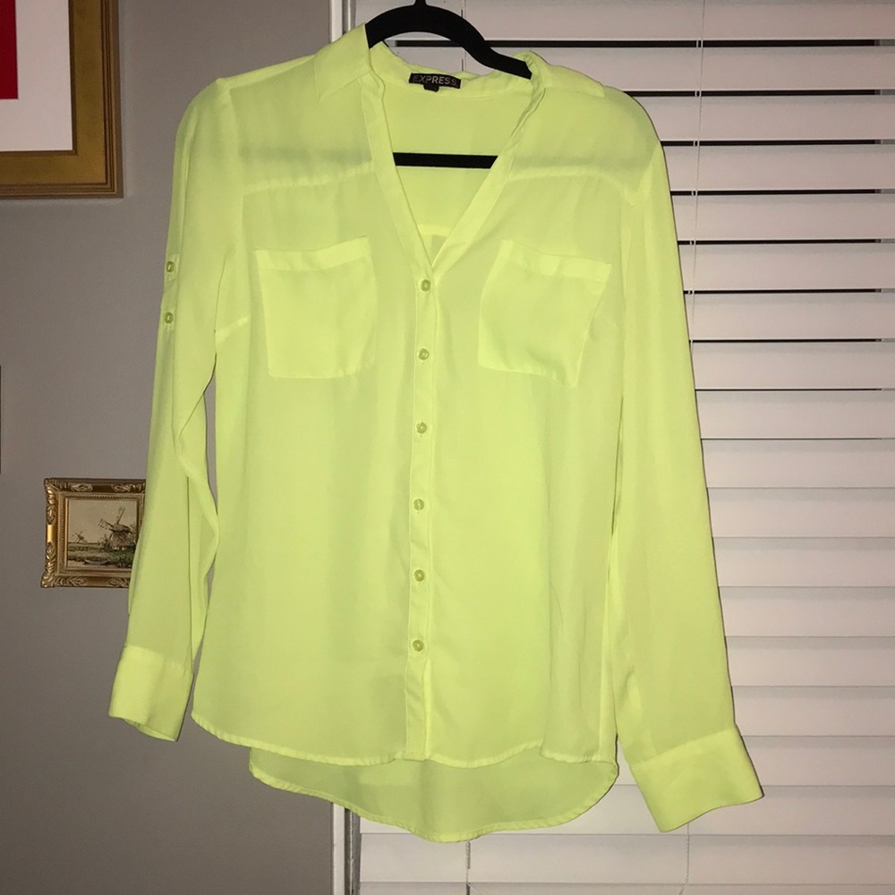 Express Portofino shirt in bright yellow Small